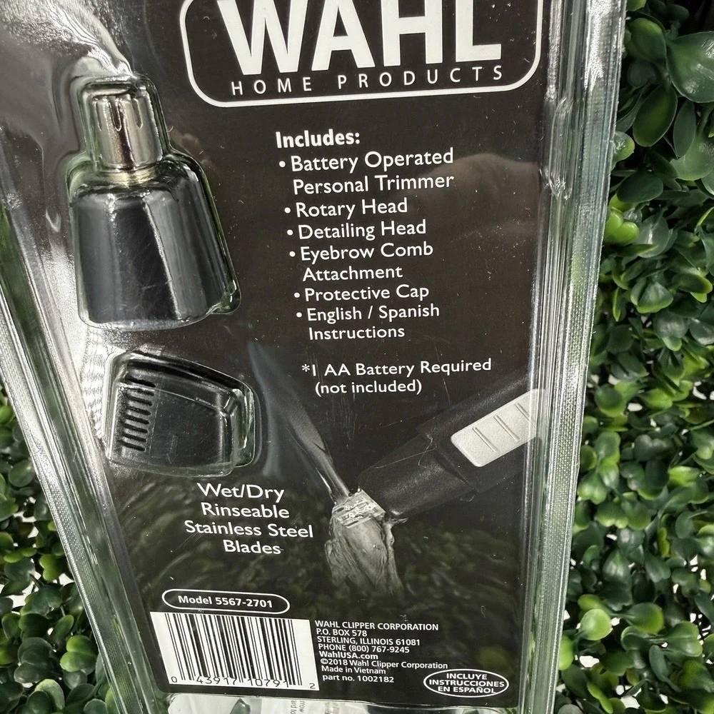 Wahl Nose Ear & Brow Wet/Dry Hair‎ Trimmer Rinsable Eyebrow Comb Grooming